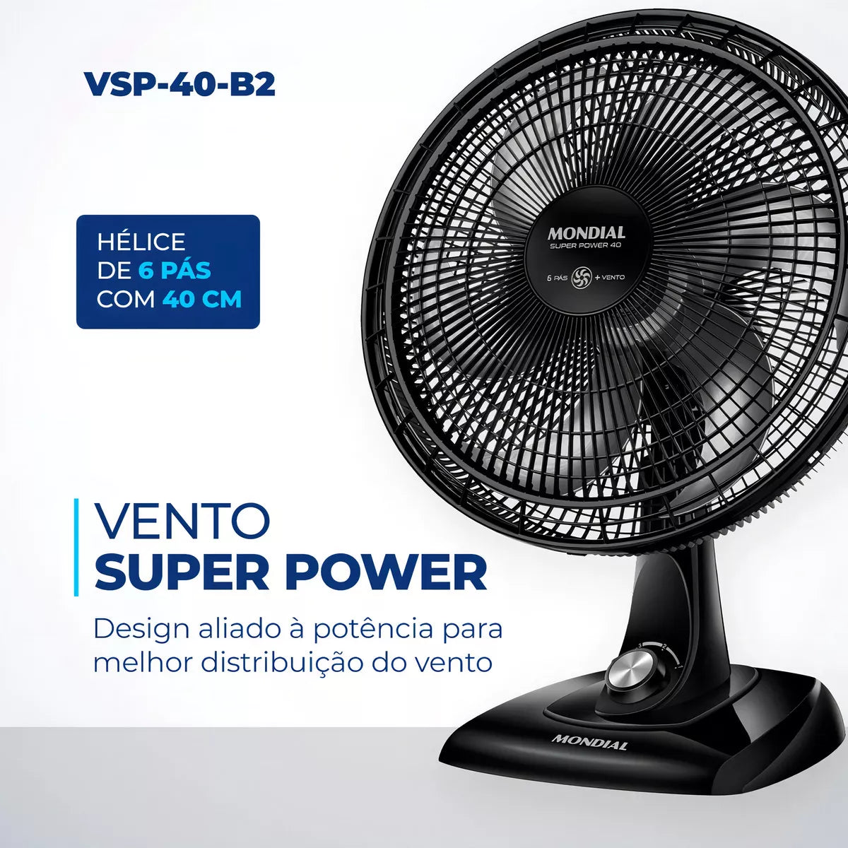 Ventilador De Mesa Mondial 40cm Vsp-40 Preto 127v Diâmetro 40 cm Material das pás Plástico Quantidade de pás 6 110V