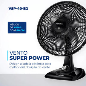 Ventilador De Mesa Mondial 40cm Vsp-40 Preto 127v Diâmetro 40 cm Material das pás Plástico Quantidade de pás 6 110V