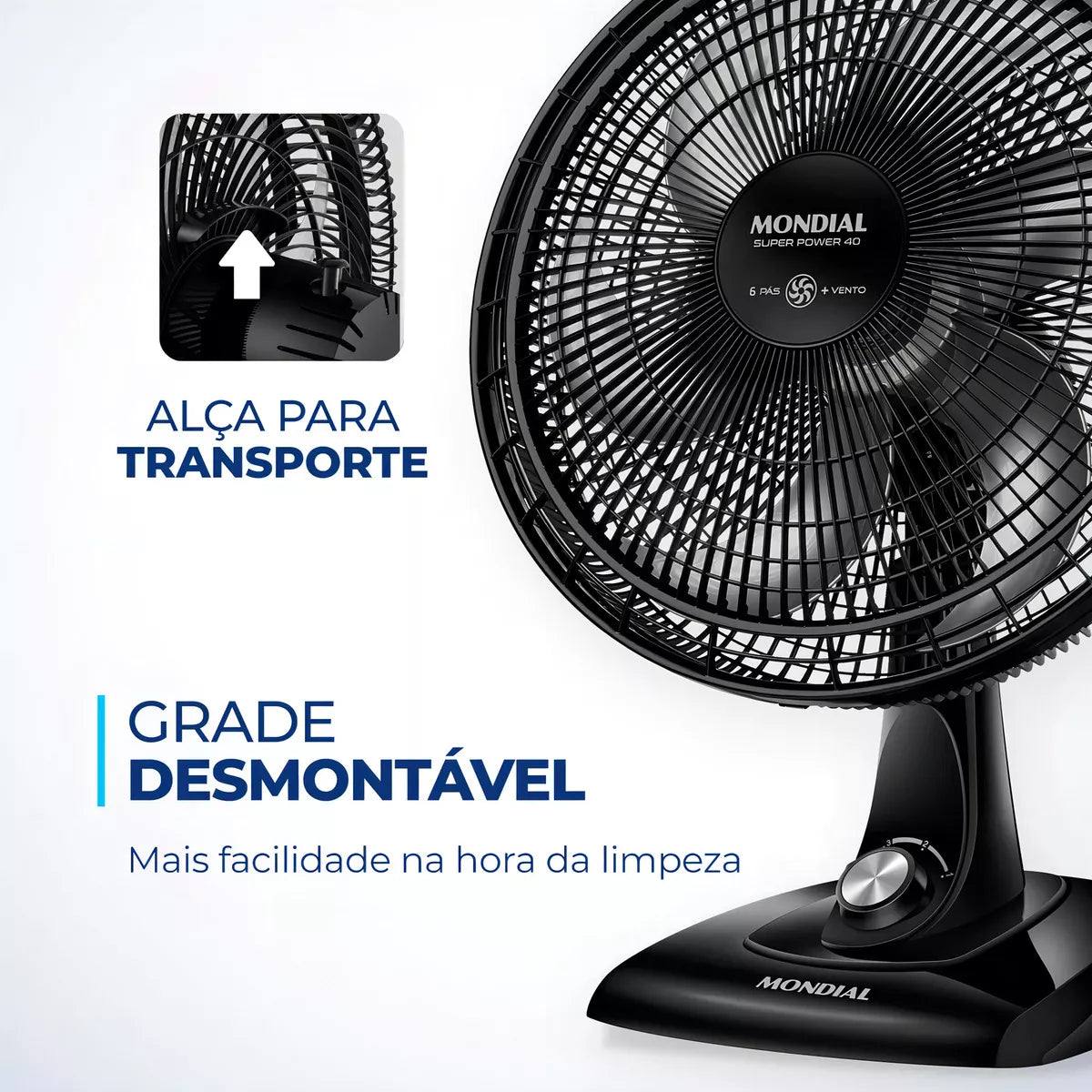 Ventilador De Mesa Mondial 40cm Vsp-40 Preto 127v Diâmetro 40 cm Material das pás Plástico Quantidade de pás 6 110V