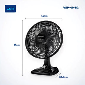 Ventilador De Mesa Mondial 40cm Vsp-40 Preto 127v Diâmetro 40 cm Material das pás Plástico Quantidade de pás 6 110V